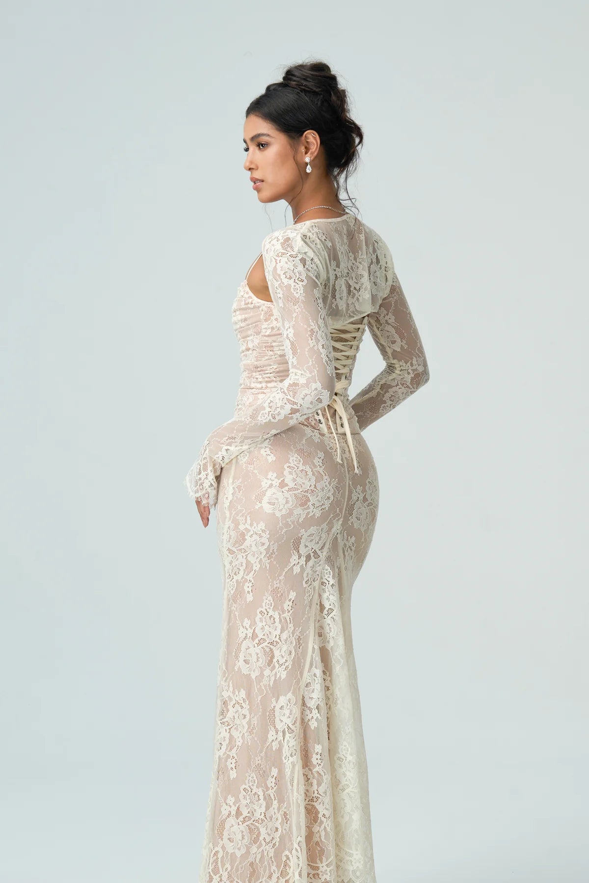 Elsie | Women’s Sheer Sleeve Square Neck Wedding Guest Dress