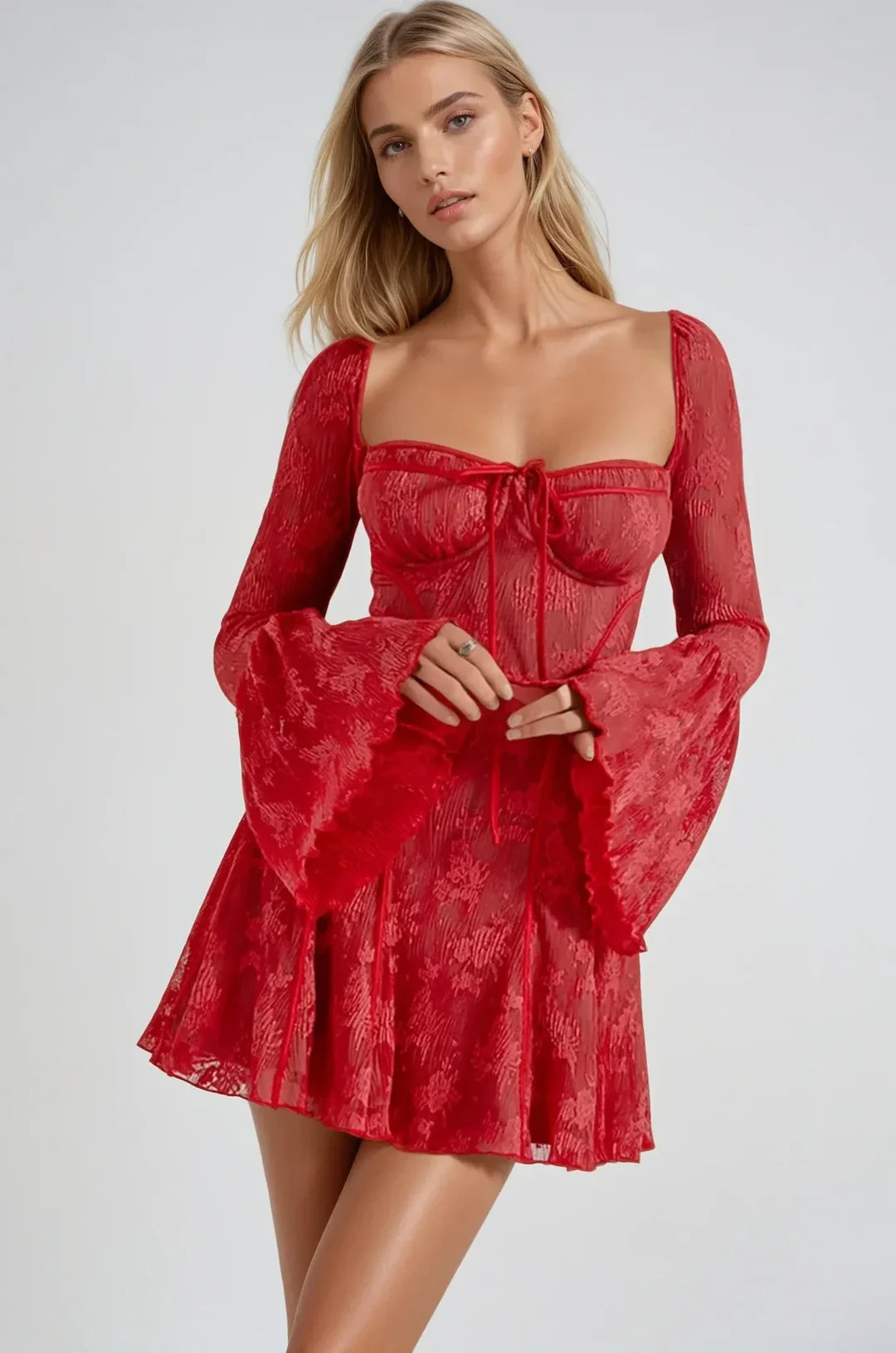 Elvira | Women’s Sweetheart Neck Long Sleeve Grad Party Dress