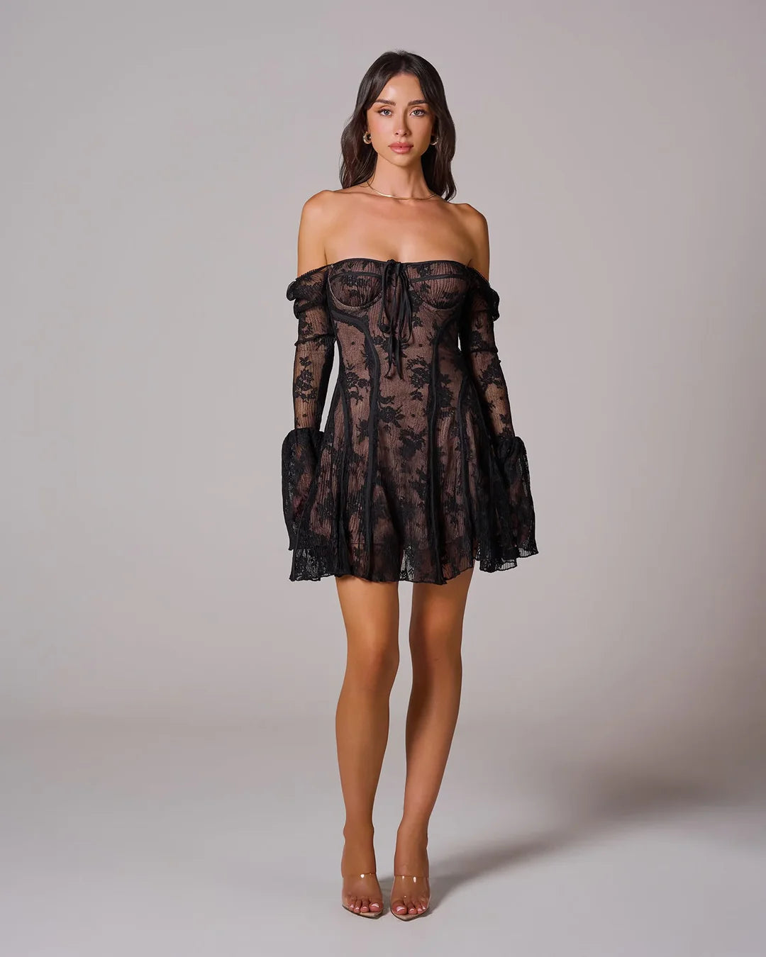 Elvira | Women’s Sweetheart Neck Long Sleeve Grad Party Dress