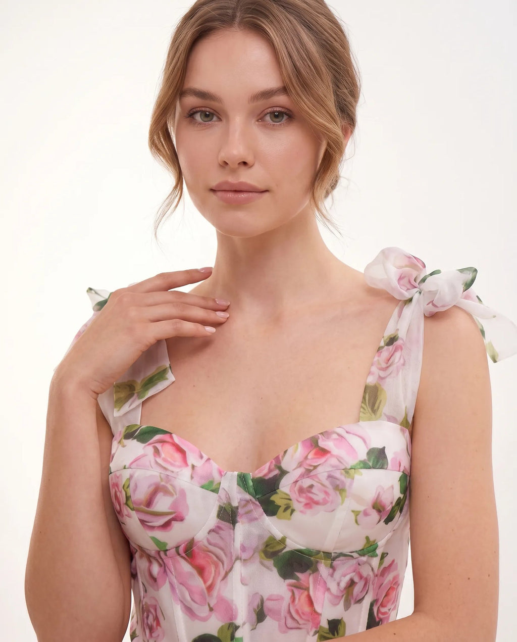 Emery | Women’s Floral Print Sweetheart Neck Flowy Midi Dress