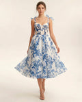 Emery | Women’s Floral Print Sweetheart Neck Flowy Midi Dress