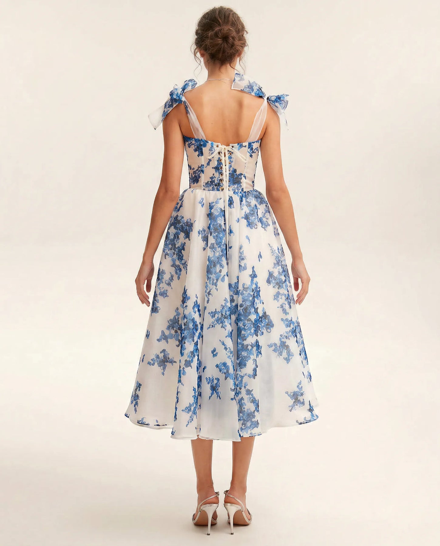 Emery | Women’s Floral Print Sweetheart Neck Flowy Midi Dress
