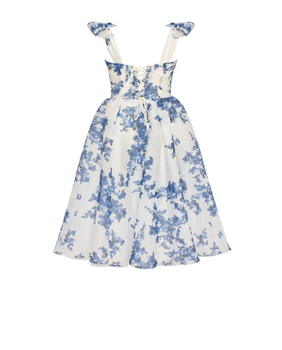 Emery | Women’s Floral Print Sweetheart Neck Flowy Midi Dress