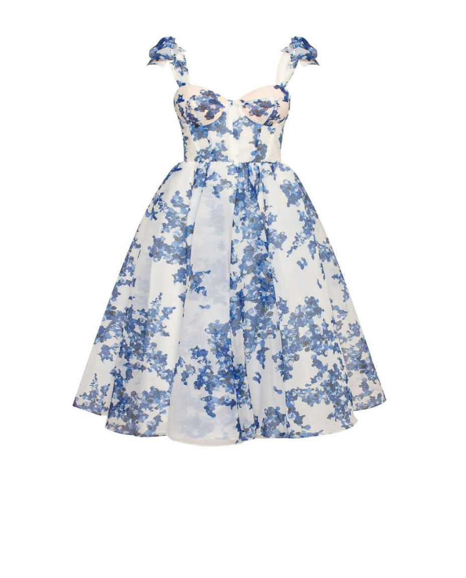 Emery | Women’s Floral Print Sweetheart Neck Flowy Midi Dress