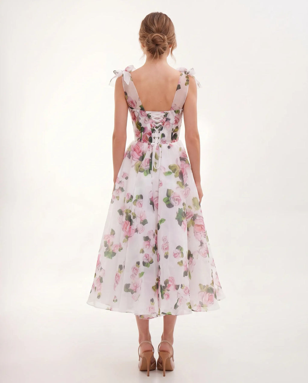 Emery | Women’s Floral Print Sweetheart Neck Flowy Midi Dress