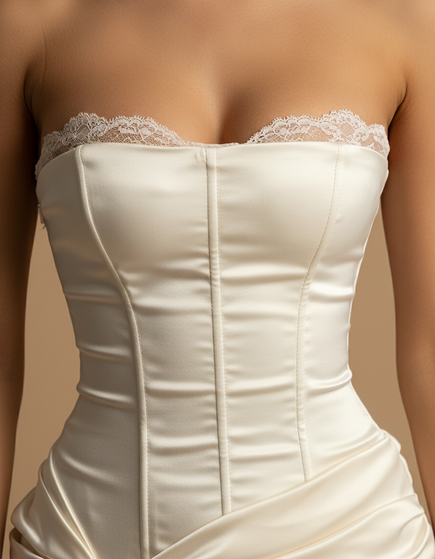 Emilia | Women’s Sleeveless High Slit Corset White Wedding Guest Dress