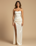 Emilia | Women’s Sleeveless High Slit Corset White Wedding Guest Dress