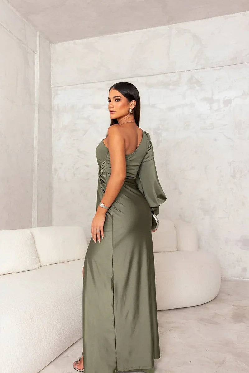 Emily | Women’s High Slit One Shoulder Evening Maxi Dress