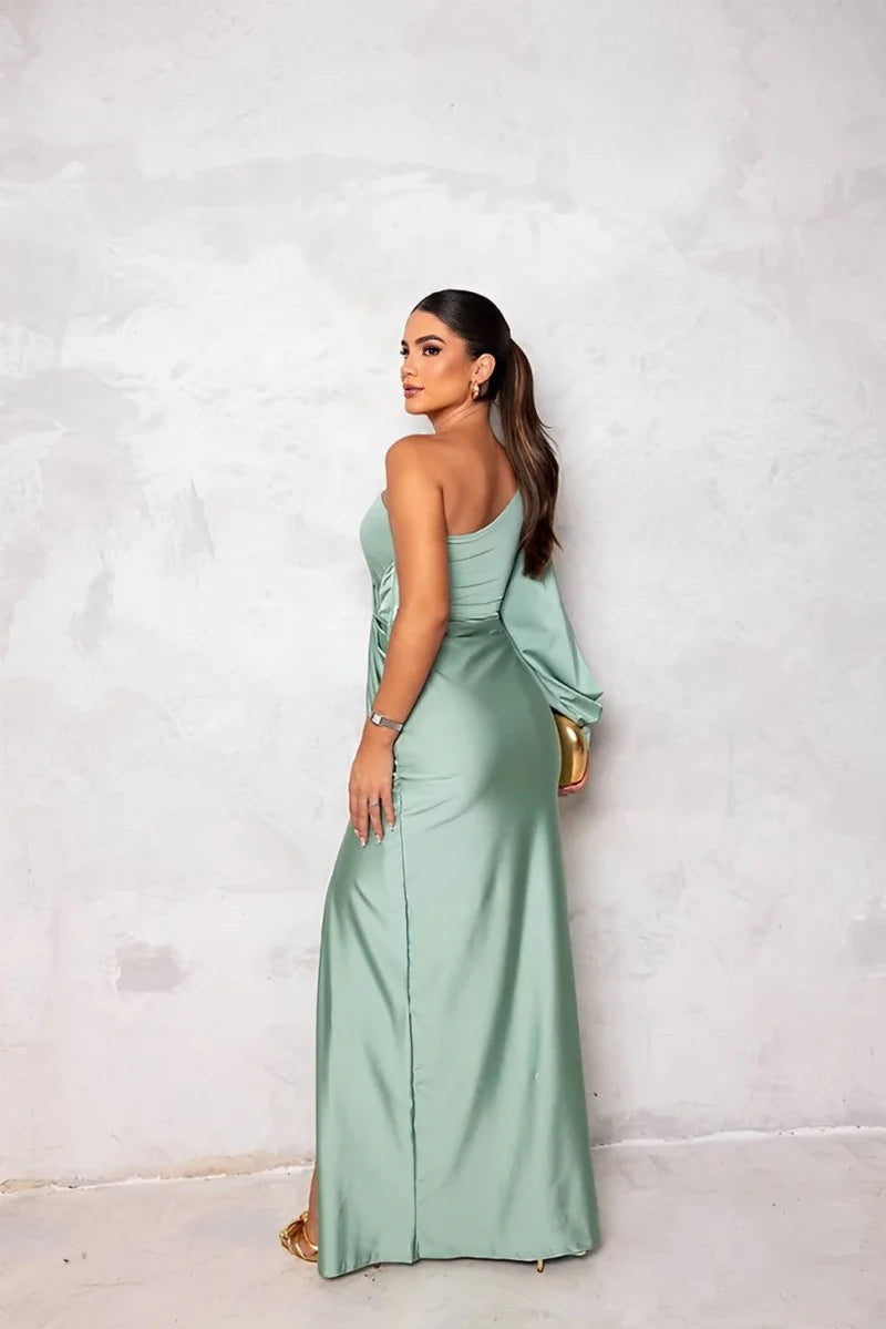 Emily | Women’s High Slit One Shoulder Evening Maxi Dress