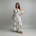 Enid | Women’s Leaf Print V Neck Flowy Maxi Dress