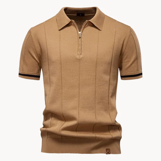 Erasmo | Men's Collared Short Sleeve Zip Front Polo Shirt