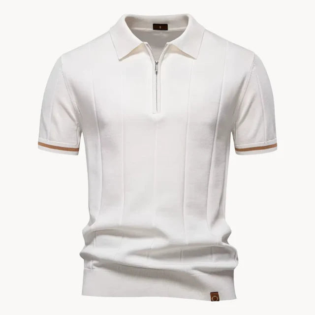 Erasmo | Men's Collared Short Sleeve Zip Front Polo Shirt
