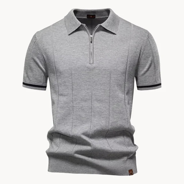 Erasmo | Men's Collared Short Sleeve Zip Front Polo Shirt