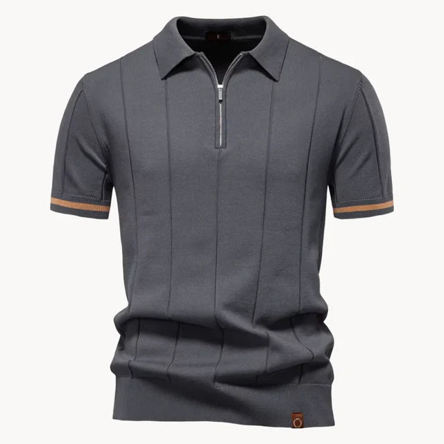 Erasmo | Men's Collared Short Sleeve Zip Front Polo Shirt
