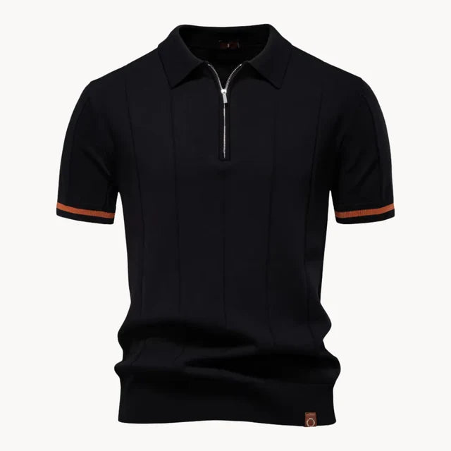 Erasmo | Men's Collared Short Sleeve Zip Front Polo Shirt