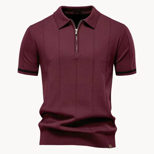 Erasmo | Men's Collared Short Sleeve Zip Front Polo Shirt