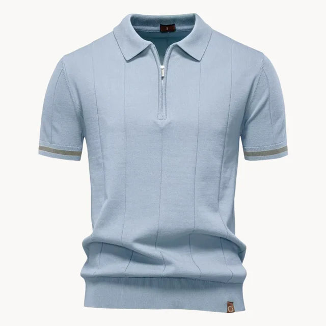 Erasmo | Men's Collared Short Sleeve Zip Front Polo Shirt