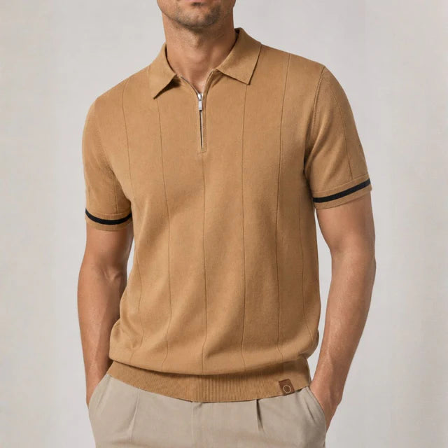Erasmo | Men's Collared Short Sleeve Zip Front Polo Shirt