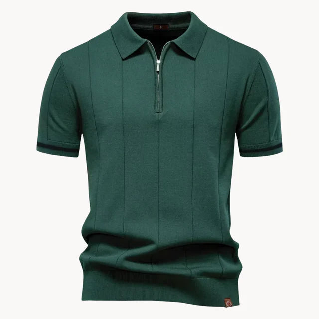 Erasmo | Men's Collared Short Sleeve Zip Front Polo Shirt