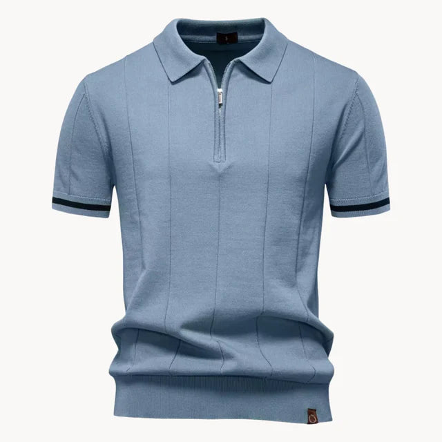 Erasmo | Men's Collared Short Sleeve Zip Front Polo Shirt