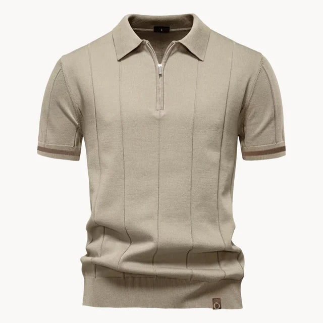 Erasmo | Men's Collared Short Sleeve Zip Front Polo Shirt
