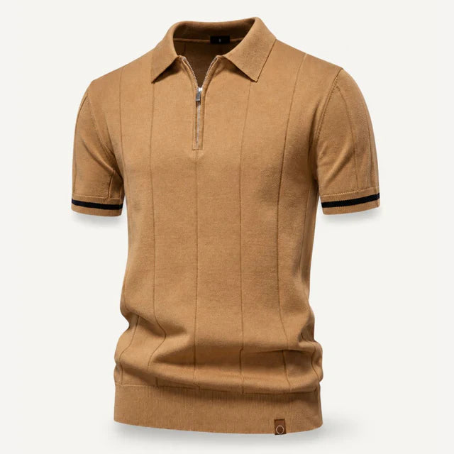 Erasmo | Men's Collared Short Sleeve Zip Front Polo Shirt