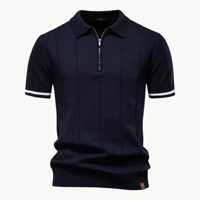 Erasmo | Men's Collared Short Sleeve Zip Front Polo Shirt