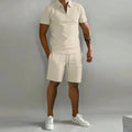 Erasmus | Men's Zip Front Polo Short Sleeve Drawstring Two Piece Set