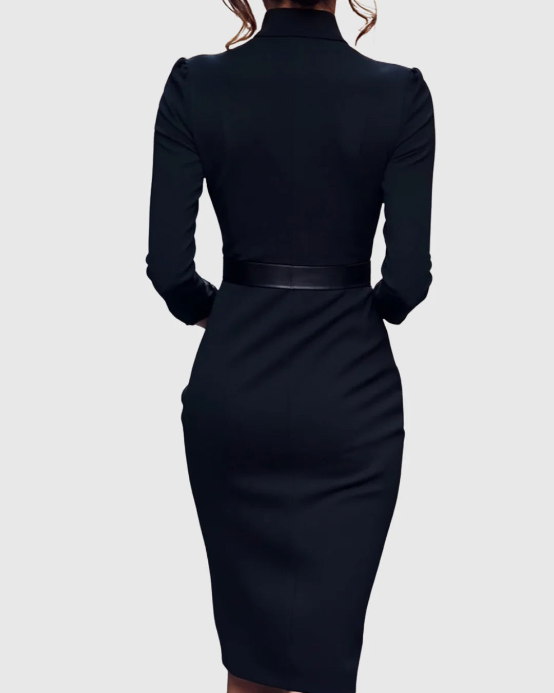 Esme | Women’s Belted Midi Dress With Mock Wrap Neckline