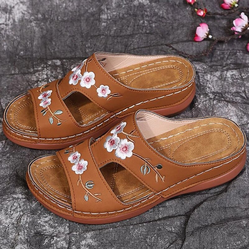 Evangeline | Women's Floral Cutout Slip On Round Toe Slippers