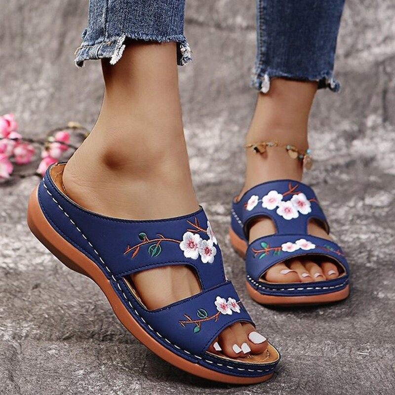 Evangeline | Women's Floral Cutout Slip On Round Toe Slippers