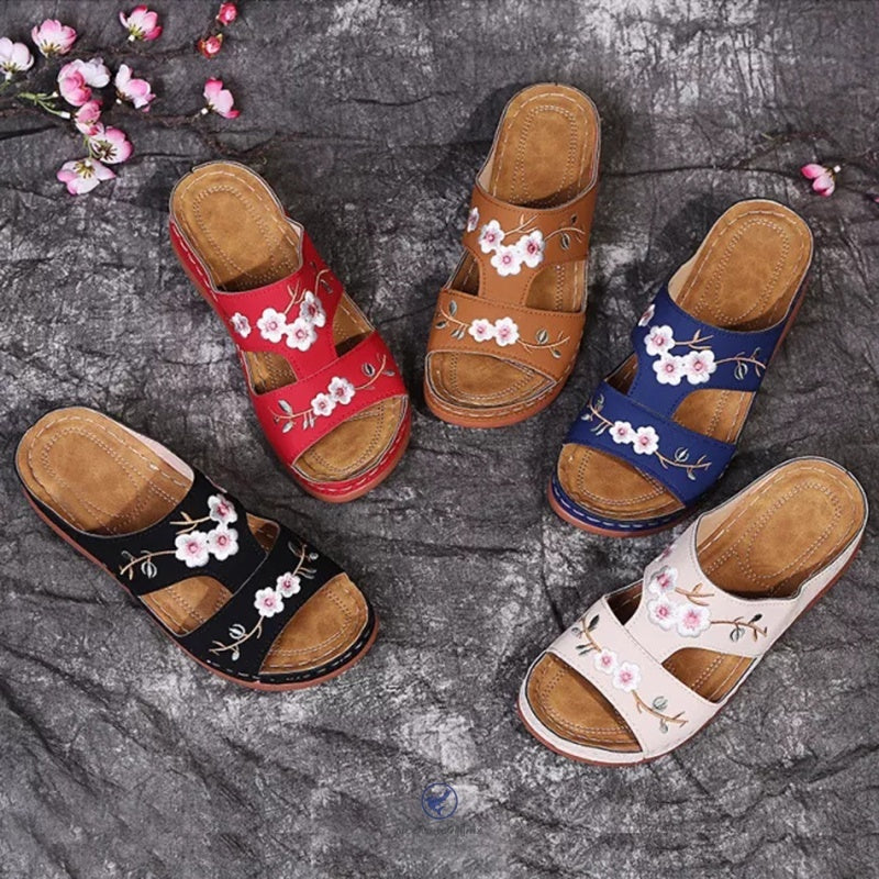 Evangeline | Women's Floral Cutout Slip On Round Toe Slippers
