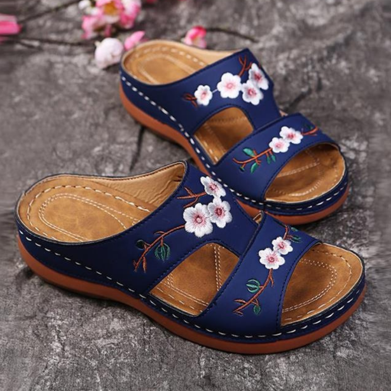 Evangeline | Women's Floral Cutout Slip On Round Toe Slippers