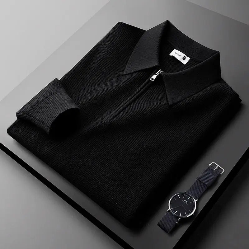 Everardo | Men's Ribbed Pointed Collar Fitted Long Sleeve Shirt