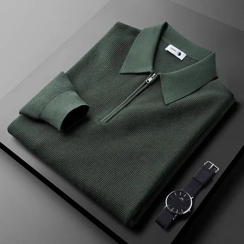 Everardo | Men's Ribbed Pointed Collar Fitted Long Sleeve Shirt