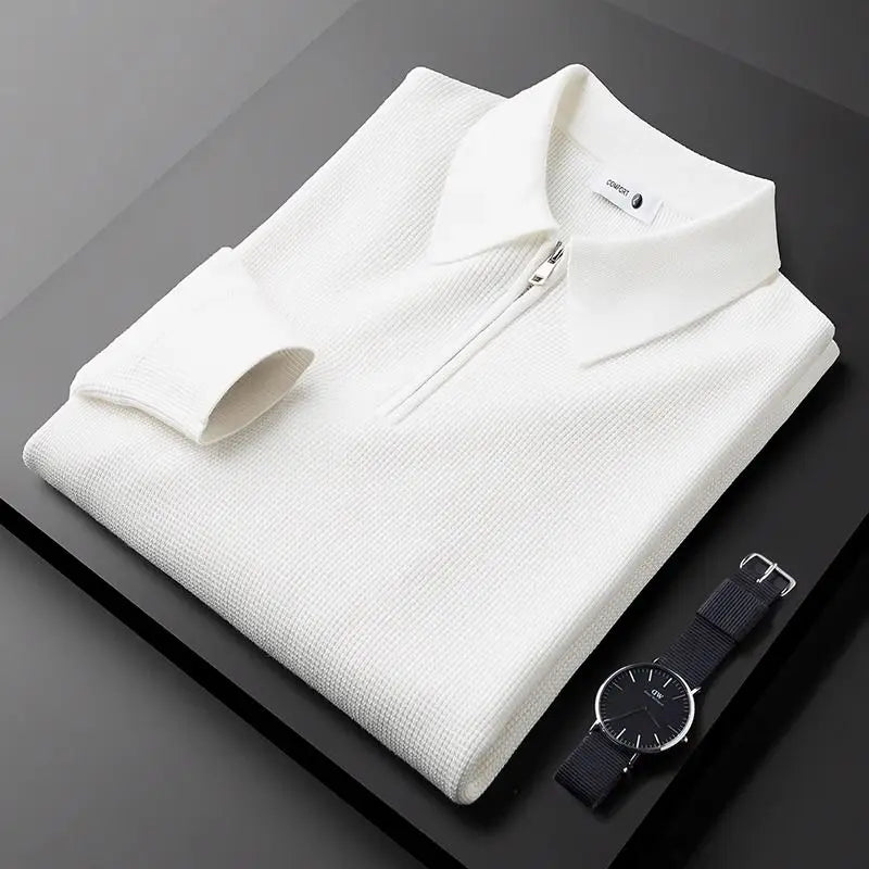 Everardo | Men's Ribbed Pointed Collar Fitted Long Sleeve Shirt