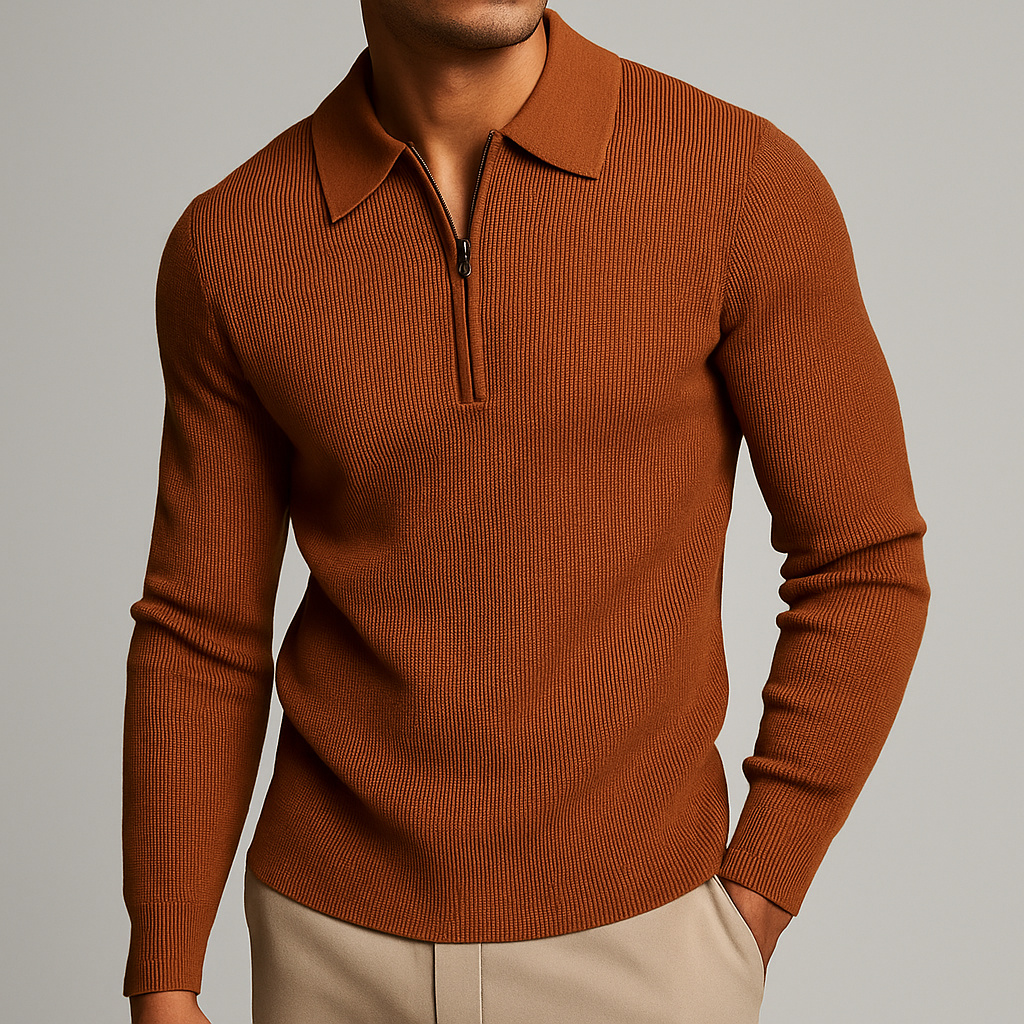Everardo | Men's Ribbed Pointed Collar Fitted Long Sleeve Shirt