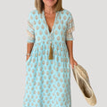 Evie | Women’s Flowy V Neck Boho Midi Dress