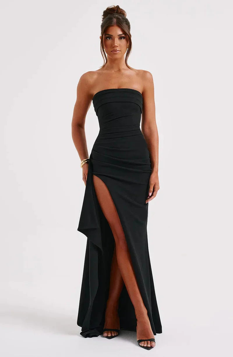 Evie | Women’s Strapless High Slit Grad Party Dress