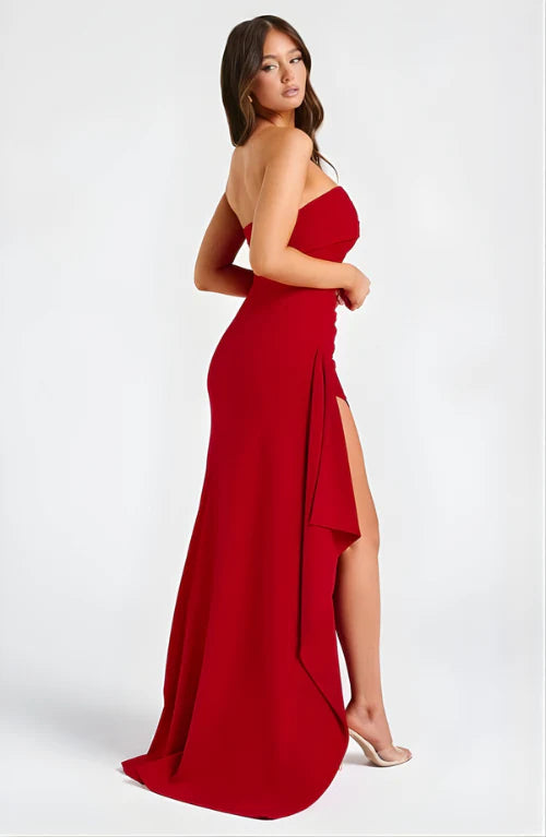 Evie | Women’s Strapless High Slit Grad Party Dress