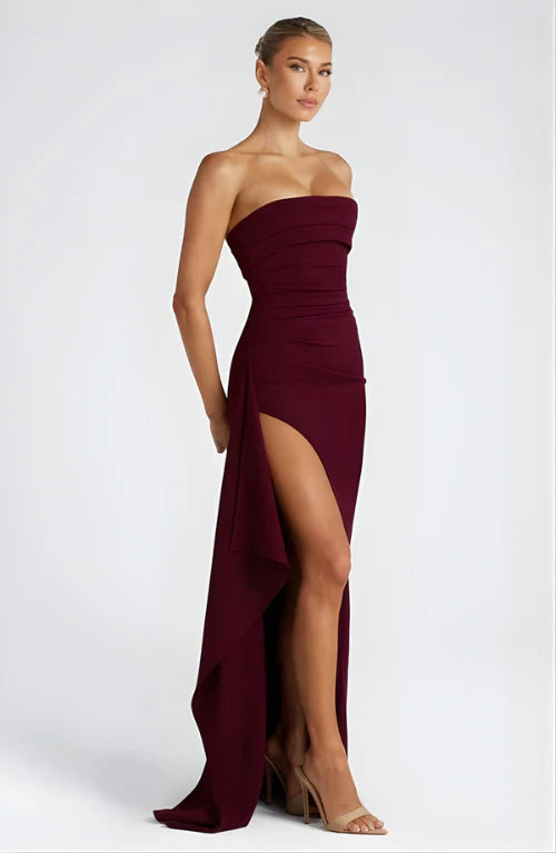 Evie | Women’s Strapless High Slit Grad Party Dress