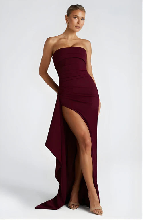 Evie | Women’s Strapless High Slit Grad Party Dress