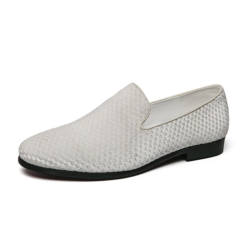 Fabrizio | Men's Textured Low Block Slip On Dress Loafers