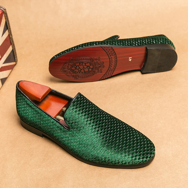 Fabrizio | Men's Textured Low Block Slip On Dress Loafers