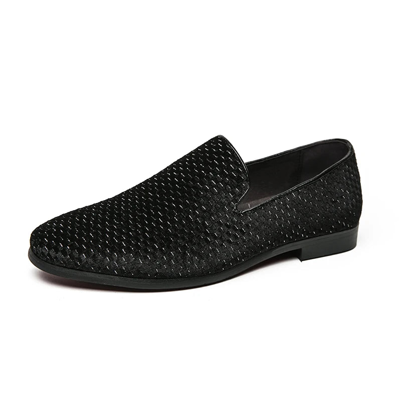 Fabrizio | Men's Textured Low Block Slip On Dress Loafers