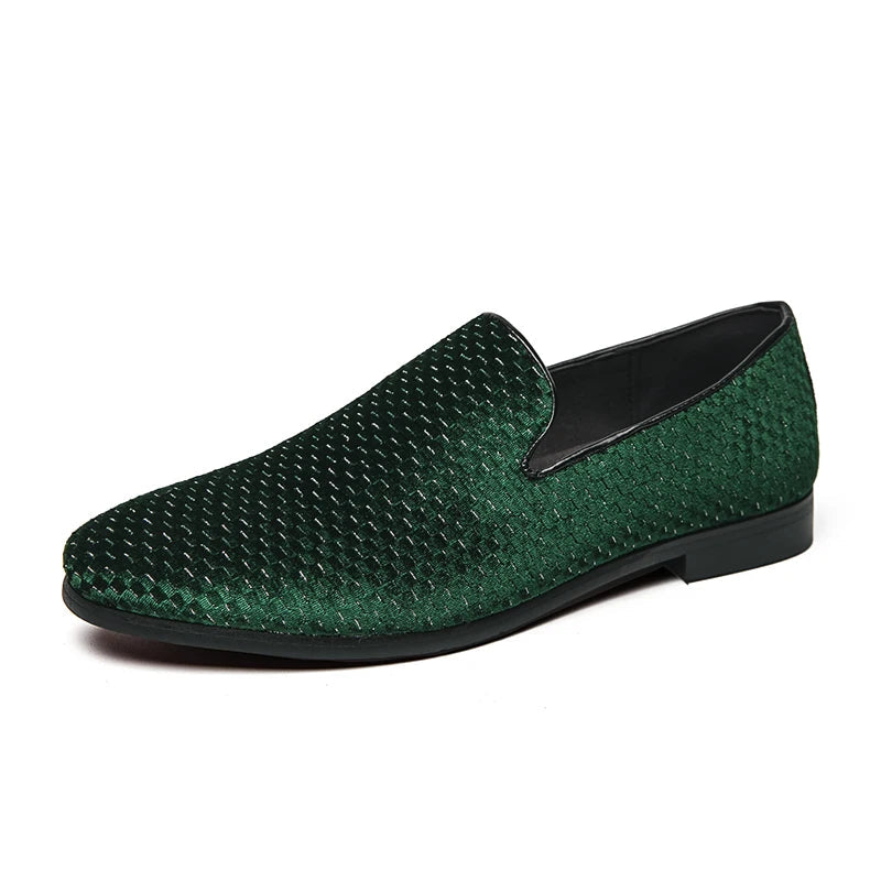 Fabrizio | Men's Textured Low Block Slip On Dress Loafers