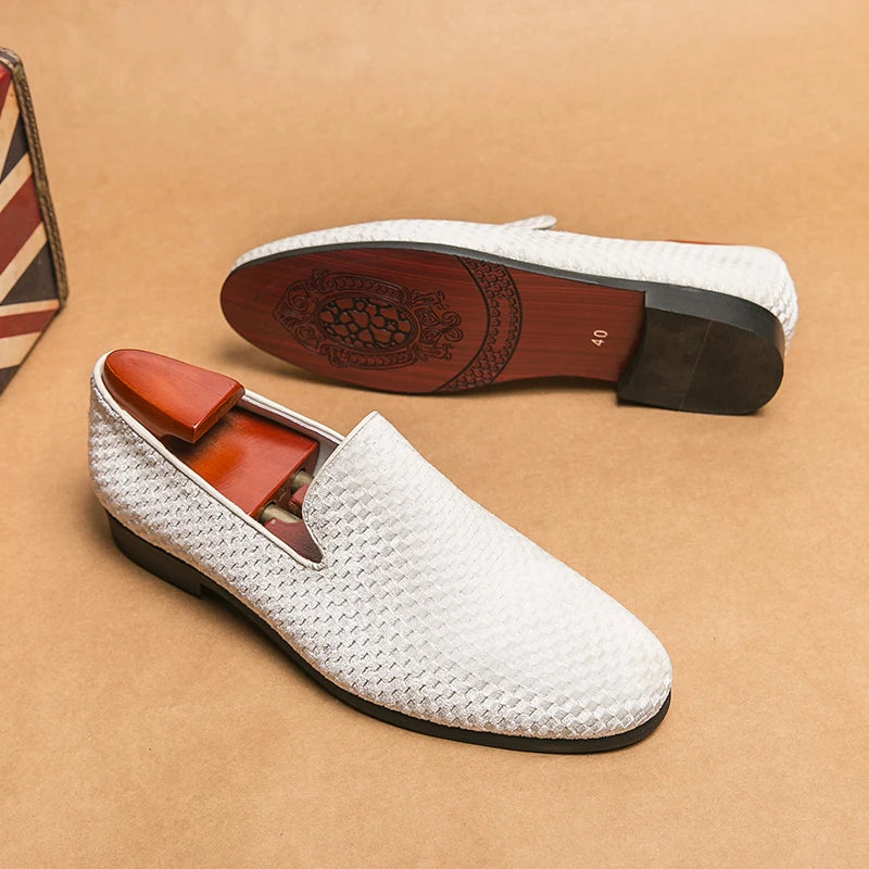 Fabrizio | Men's Textured Low Block Slip On Dress Loafers