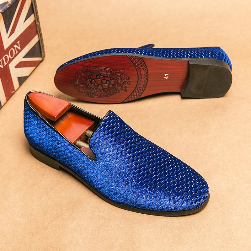 Fabrizio | Men's Textured Low Block Slip On Dress Loafers