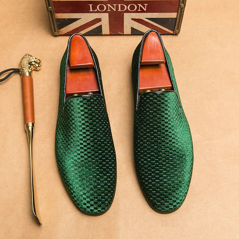 Fabrizio | Men's Textured Low Block Slip On Dress Loafers