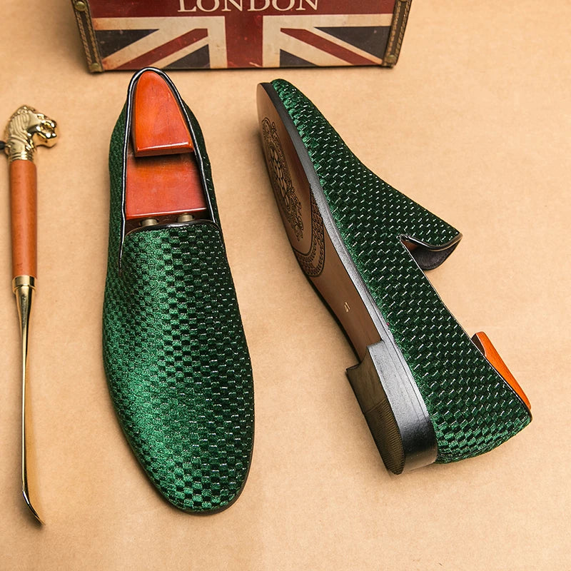 Fabrizio | Men's Textured Low Block Slip On Dress Loafers